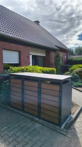 Mülltonnenbox Müllbox Mülltonnenverkleidung 2 Türen Anthrazit mit Holzdekor Box Kunden-Foto 15