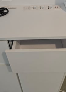 Küchenschrank mit Arbeitsplatte, Buffetschrank mit LED-Beleuchtung und Steckdose, 170 x 38,5 x 100 cm, Weiß Kunden-Foto 3