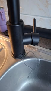 Küchenarmatur, Wasserhahn Küche, mit 2 Modi (Brause- & Belüfterstrahl) frei wechselbar, ausziehbar, Spültischaratur, Edelstahl, Schwarz Kunden-Foto 4