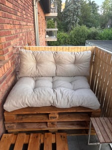 POKAR Palettenkissen mit schöner Steppung Auflage Palettensofa, Größe:Set Sitzkissen 120x80 + Rückenkissen 120x40, Farbe:Beige Kunden-Foto 2