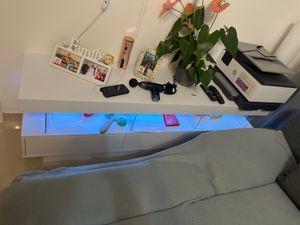 Merax TV-Schrank mit Schubladen und offenen Fächern, Lowboard hochglänzend, Fernsehtisch mit LED inkl. APP, TV-Ständer, 160x38x50.5cm, Weiß Kunden-Foto 1
