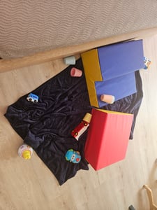 GOPLUS 2er Schaumstoffbausteine, Bauklötze mit Leiter & Rutsche(Blau und Rot) Kunden-Foto 1