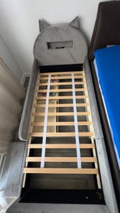 Flieks gestoffeerd bed 90x200 cm met nachtlampje en USB-poort, kinderbed/enkelbed met 4 lades en een trap, tienerbed met opbergruimte, fluweel, lichtgrijs Klantenfoto 4