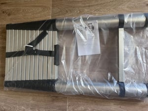 Jayseuw Teleskopleiter 5m bis 150kg Aluminium Silber Stehleiter Mehrzweckleiter Kunden-Foto 1