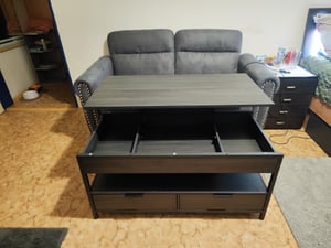 VASAGLE Couchtisch, höhenverstellbarer Wohnzimmertisch, 50 x 100 x (48-63) cm Kunden-Foto 4