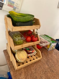 Obstkorb Bambus mit 2 Etagen Gemüsekorb Stehend Küche Lagerung 30x34x25cm Kunden-Foto 1