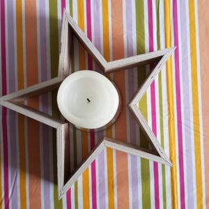 Sesua Deko Holzstern 22cm weiss Weihnachtsstern Fensterdeko Tischdeko Kunden-Foto 1