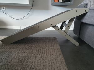 Hunderampe - Hundetreppe für kleine Hunde und große Hunde - Einstellbar 18 - 53 cm - Für Bett, Sofa - Birkenholz - Landeplattform schließt nahtlos an - Rampe Hund Klappbar - Anti-rutsch Einsatz Weiß Kunden-Foto 1