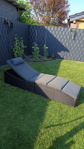 Juskys Sonnenliege Lamia klappbar - Polyrattan Gartenliege mit Auflage - Schwarz Kunden-Foto 2