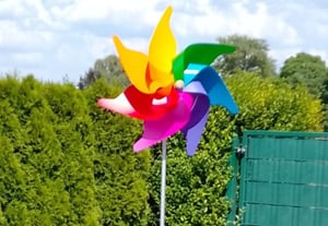 Giobas 869-10-013, Einzelne Windspinner, Mehrfarbig, Blume, Kunststoff, Holz Kunden-Foto 1