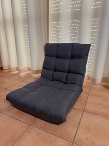 Sillón reclinable COSTWAY, sillón de suelo acolchado, cojín de suelo con respaldo, silla de meditación, silla para ventana, color gris oscuro Foto del cliente 1