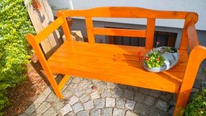 Gartenbank 2-Sitzer Friesenbank Kiefer massiv naturbelassen Kunden-Foto 1