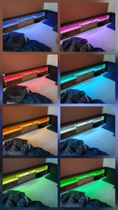 Divano letto idraulico Flieks 90x190cm con contenitore, letto imbottito con USB, letto per ragazzi con led e vani a giorno, biancheria per letto singolo, grigio Foto del cliente 2