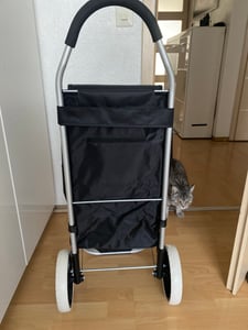 43,5 L Aluminium Einkaufstrolley klappbar – wasserabweisender Einkaufswagen mit 2 Rädern, faltbare Einkaufstasche – Schwarz Kunden-Foto 3