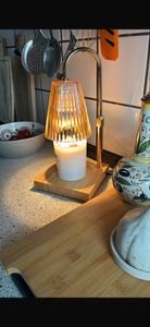 Kerzenwärmer Lampe, Höhenverstellbare Duftlampe dimmbar mit Timer Funktion, mit 2 50W Glühbirnen, Aromalampe, Duftwachs-Wärmer, Gold Kunden-Foto 1