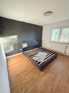 Flieks Polsterbett 140x200cm mit USB und Steckdosen, Jugendbett Doppelbett mit 4 Schubladen, Stauraumbett Massivholzbett mit LED und Lattenrost, Leinen, Grau Kunden-Foto 6