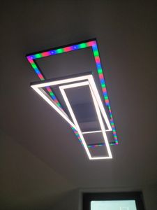 ZMH Deckenlampe LED Deckenleuchte RGB Dimmbar mit Fernbedienung Wohnzimmer 36W Schwarz Schlafzimmerlampe Farbwechsel Modern Flur Deckenleuchten Kunden-Foto 1