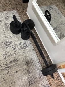 TREX SPORT Hantelset Kurzhanteln 4in1 Set | 2x20kg Kurzhantel Set, Langhantel, Liegestütze, Kettlebell | 40kg Dumbbell Hanteln Set mit Verbindungsrohr Kunden-Foto 1