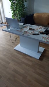 All4All Couchtisch Asti Weiß , Kaffeetisch , Wohnzimmertisch , Höhenverstellbar , mit Einlegeplatten , Ausziehbar , Sofatisch , 120x70cm Kunden-Foto 1