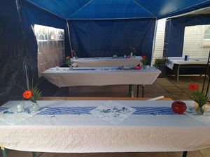SWANEW Pavillon Festzelt Stahlkonstruktion Korrosionsbeständiger Partyzelt 3x6m Blau Kunden-Foto 1