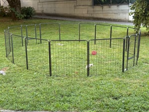 PawHut Puppyren, 16-delig, 80 cm hoog, inklapbare puppyren met deur, grijs Klantenfoto 1