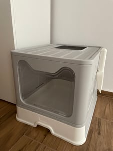 WISFOR kuweta dla kota z wysuwaną miską, kuweta z szufelką, składana, przenośna, z podwójnymi drzwiczkami Zdjęcie produktu od klienta nr 2