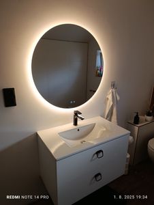 SensaHome – Runder Badezimmerspiegel ohne Rahmen mit LED-Beleuchtung – dimmbar – Anti-Kondensation – Warm-/Neutral-/Kaltweiß – 50cm Kunden-Foto 4