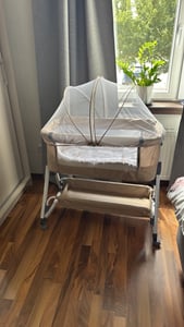 4 in 1 Beistellbett Baby und Freistehendes Kinderbett,Babywiege,6-stufig Höhenverstellbares Babybett,neigbar,Kinderbett inkl. Matratze 80X40X100-116cm Kunden-Foto 1