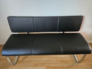 Esszimmerbank VILAS Dreisitzer, weiß - gepolsterte Essbank mit Rückenlehne für 3 Personen, Sitzbank aus Kunstleder für Küche, verchromtes Metallgestell Kunden-Foto 3