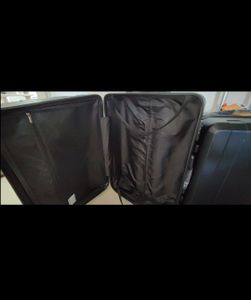 VALLSERO Trolleyset Set de valises（M,L,XL) + cartable, set de trousses de toilette valise à coque dure, valise à roulettes trolley à coque dure , bagage à main bleu foncé Photo du client 3
