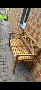 Banc de jardin COSTWAY en bois, banc en bois, banc 2 places, banc de balcon avec accoudoirs, banc de terrasse, banc de parc pour jardin, balcon, terrasse, 119 x 56 x 80 cm Photo du client 2