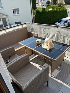Juskys Polyrattan Gartenmöbel Sitzgruppe Turin Set 6 teilig - Outdoor Möbel Creme / Sand Kunden-Foto 2