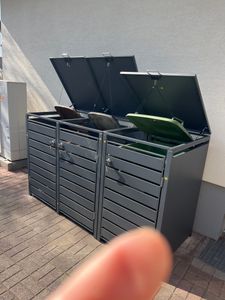 Mülltonnenbox Müllbox Mülltonnenverkleidung 2 Türen Box mit Deckel Anthrazit Kunden-Foto 2