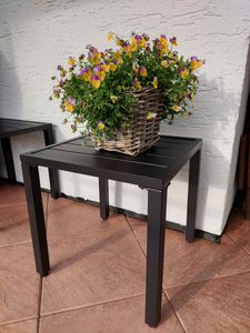 Yaheetech Gartentisch Ø70 cm Bistrotischrund Glastisch Balkontisch mit Schirmloch & Glasplatte Terrassentisch Kaffeetisch Terrassentisch aus Metall Kunden-Foto 1