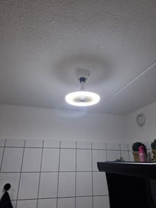 Ventilador de techo con iluminación y control remoto. Regulable. 3 modos de luz, 3 velocidades de ventilación. Lámpara LED E27, color blanco Foto del cliente 1