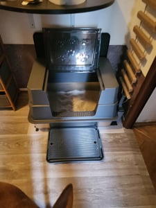 Bac à litière Ikodm XXXL en acier inoxydable avec couvercle, gris, bac à litière fermé pour grands chats, avec pelle Photo du client 2