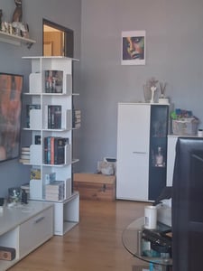 VASAGLE Bücherregal mit 5 Ebenen, drehbares Standregal, mit offenen Fächern, 40 x 40 x 155,8 cm, weiß Kunden-Foto 1