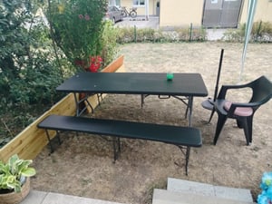 Sekey 180cm Klappbank Bierbank Campingbank Klappbar Sitzbank bis 300kg Belastbar Schwarz Kunden-Foto 1