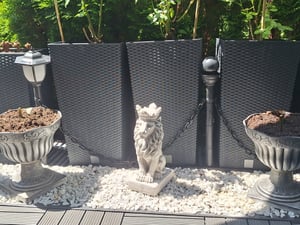 Löwe mit Krone aus Steinguss perfekt für ihren Garten oder den Vorgarten besteht aus Steinguss ist Frostfest Witterungsbeständig und Neu 36cm H, JA-056 Kunden-Foto 1