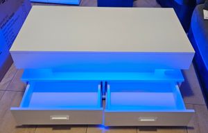 Tavolino Merax con LED e cassetti, tavolino con controllo APP, tavolino con piano allungabile, tavolino da salotto 100x50x44cm nero Foto del cliente 2