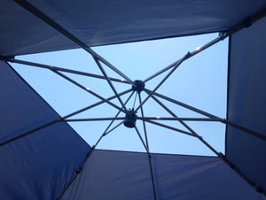 COSTWAY 3x3m Pop Up Pavillon mit zwei Markisen, Faltpavillon mit Rolltasche, 4 Sandsäcke, UV-Schutz 50+, Gartenzelt faltbar, Partyzelt wasserdicht stabil winterfest, Gartenpavillon für Garten & Hof (Blau) Kunden-Foto 1