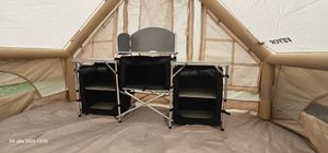 LZQ Campingküche Faltbar Campingschränke mit Aluminiumgestell 100x50x80cm Reiseküche Outdoor Camping Küche Küchenbox inkl. Tragetasche Kunden-Foto 1