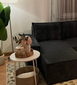 VASAGLE Beistelltisch, rund, mit Korb, Ø45 cm, weiß-beige Kunden-Foto 1
