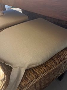 Set 6 x Stuhlkissen / Sitzkissen Marina halbrund mit Schleife 42 x 45 cm Dicke 5 cm , Fb. natur , Polyester Kunden-Foto 1