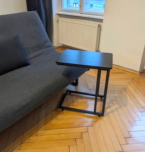 VASAGLE Beistelltisch, mit Rollen, C-Form, mobiler Kaffeetisch, vintagebraun Kunden-Foto 4
