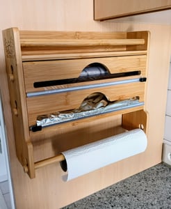 VON STEINEICH® Küchenrollenhalter aus Holz [ohne Bohren] Wandrollenhalter für Küchenrolle, Alufolie & Frischhaltefolie - Kitchen Organizer Kunden-Foto 1