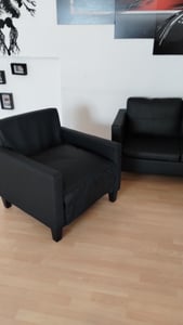 vidaXL Sessel Schwarz 60 cm Kunstleder Kunden-Foto 2
