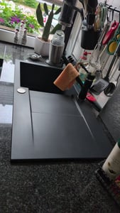 Žulový drez – kuchynský drez – rozmery 86 x 43,5 cm – farba Moonlight Grey – vstavaný drez – vysoká kvalita, odolný proti poškriabaniu, moderný, so sifónom, Cascada 40 Fotografia od zákazníka č. 3