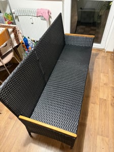 vidaXL Záhradná lavica 3-sed s vankúšom Black Poly Rattan Fotografia od zákazníka č. 1