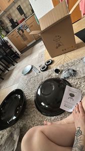 Sunjas Holzkohlegrill Kugelgrill Rundgrill CA-20 Deckel Grill Rädern und Griff Schwarzer emaillierter Standgrill für BBQ Camping Garten Balkon Kunden-Foto 2